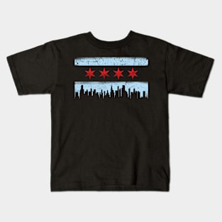 Chicago Flag Skyline Kids T-Shirt